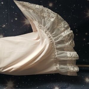 1950s Van Raalte Nylon Slip Dress 34 Blush Pink Opaquelon Ruffle Hem Lace